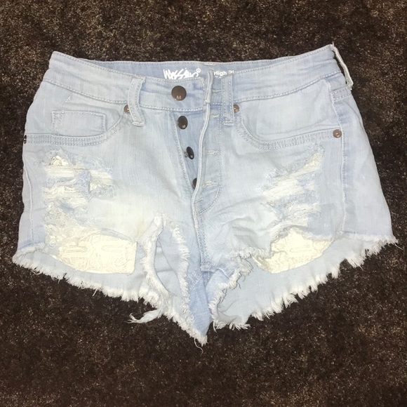 Mossimo Supply Co. Pants - Light Blue Cutoff Shorts w Floral Pattern Pocket